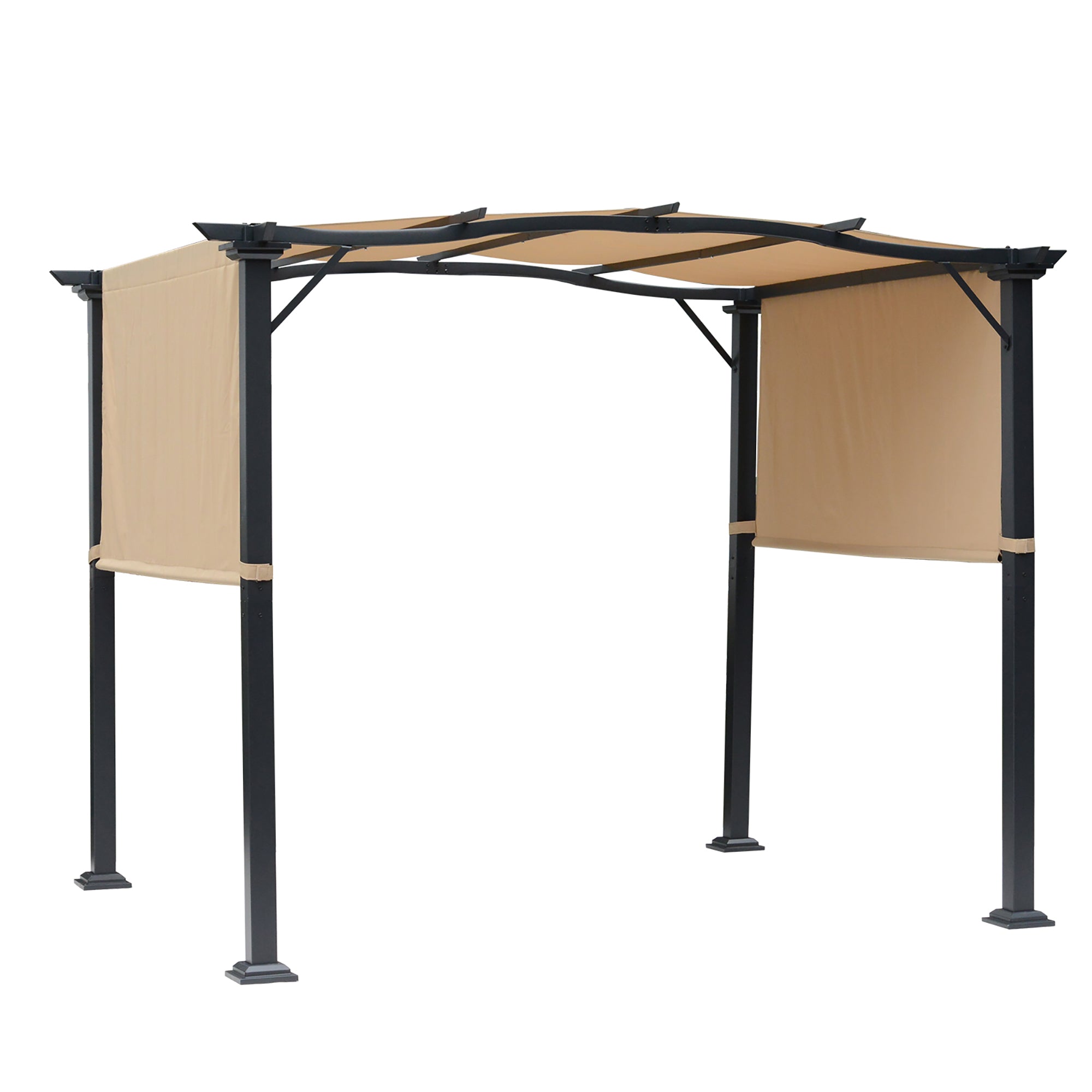 Outdoor Retractable Pergola Garden Gazebo with Two Adjustable Side