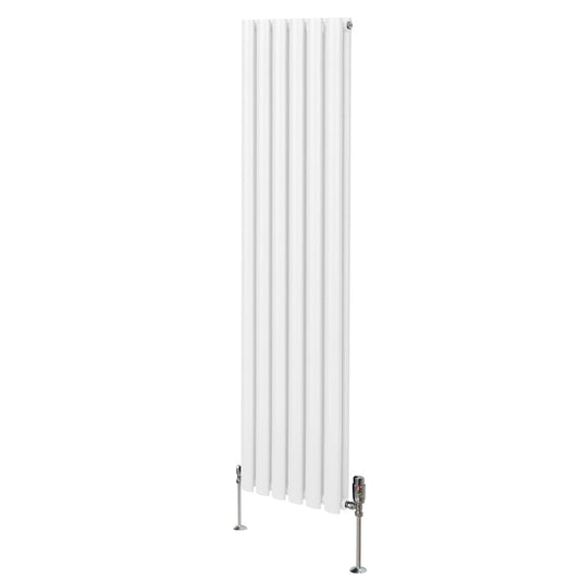 Oval Column Radiator & Valves - 1600mm x 360mm White