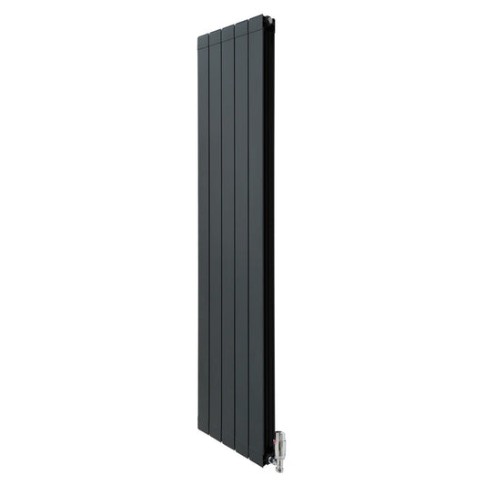 Aluminium Radiator & Valves 1800mm x 395mm Anthracite Grey