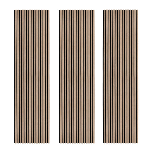 Acoustic Slat Wall Panels x 3 - Light Walnut