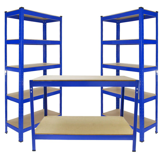 Racking 2 x T-Rax 75cm Blue & Metal Storage Workbench
