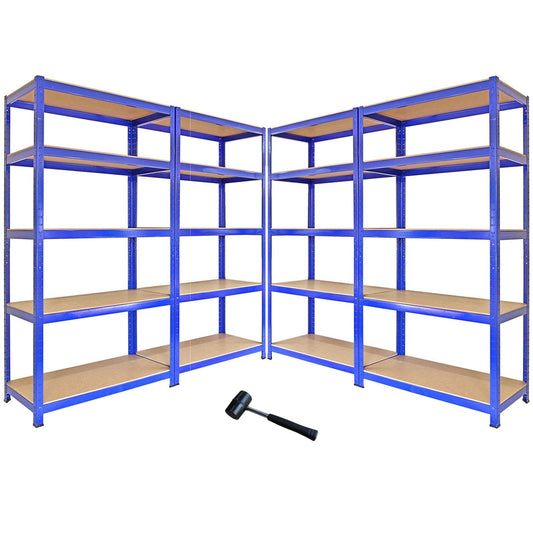 Racking T-Rax Metal Storage Shelves, Blue, 90cm W, 45cm D, Set of 4