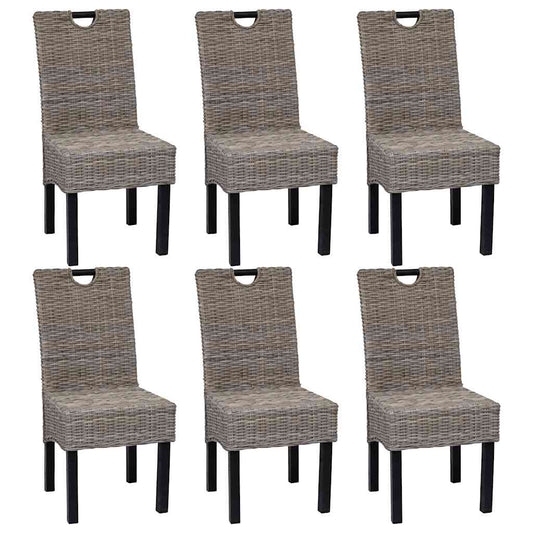 Dining Chair 6 pcs Kubu Rattan Mango Wood