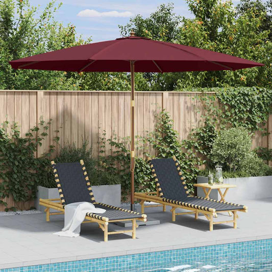 Garden Parasol with Wooden Pole 350 cm Burgundy