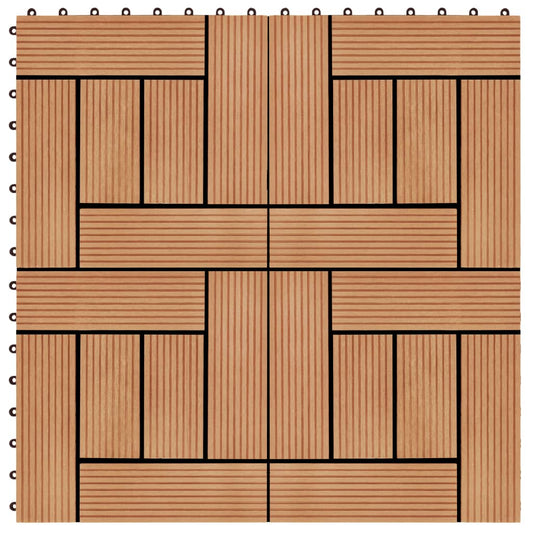 11 pcs Decking Tiles WPC 30x30 cm 1 sqm Teak Colour