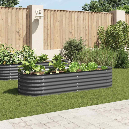 Garden Raised Bed 240x80x44 cm Galvanised Steel Grey