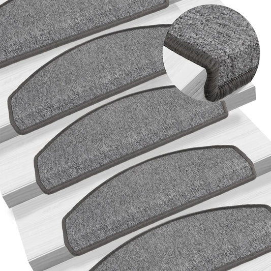 Stair Mats 15 pcs 65x24x4 cm Dark Grey Half Round Large