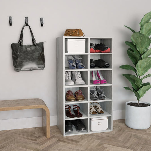 Shoe Rack Concrete Grey 54x34x100.5 cm Engineered Wood