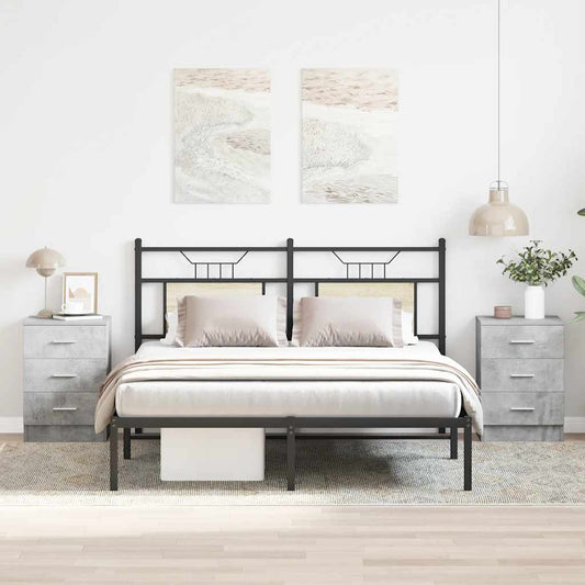 Bedside Cabinets 2 pcs Concrete Grey 38x35x56 cm Engineered Wood