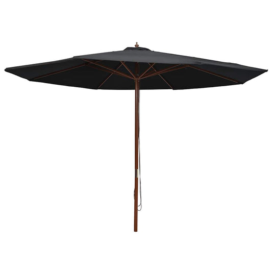 Garden Parasol with Wooden Pole 350 cm Black