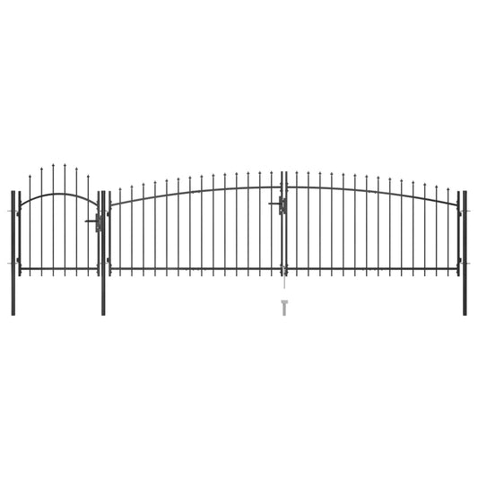 Garden Fence Gate with Spear Top 5x1.5 m Black