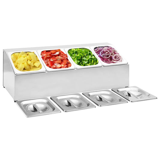 Gastronorm Container Holder with 4 GN 1/6 Pan Stainless Steel