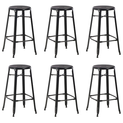 Bar Stools 6 pcs Black Steel