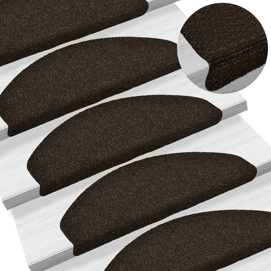 Stair Mats Self-adhesive 10 pcs 65x21x4 cm Dark Brown Half Round Large