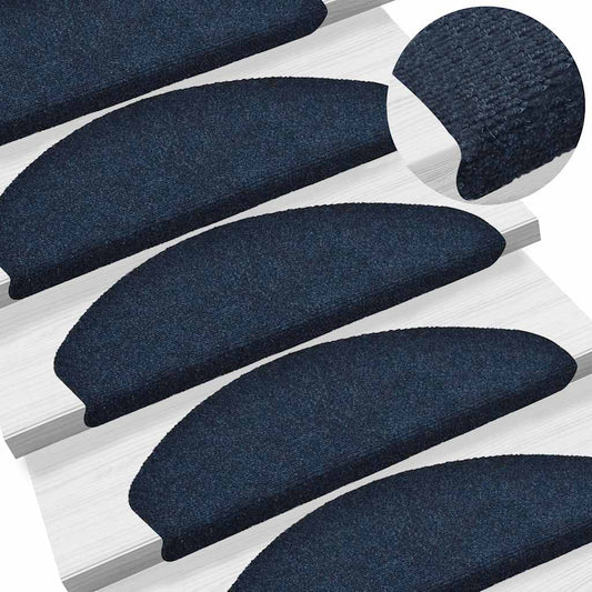 Stair Mats Self-adhesive 10 pcs 65x21x4 cm Navy Half Round Large
