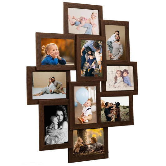 Collage Photo Frame for 10x 13x18 cm Picture Dark Brown MDF