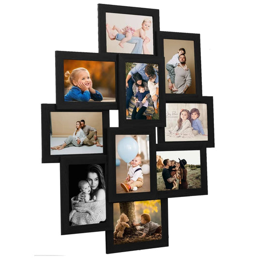 Collage Photo Frame for 10x 10x15 cm Picture Black MDF