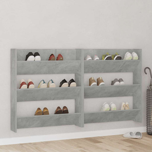 Wall Shoe Cabinet Concrete Grey 80x18x90 cm Engineered Wood