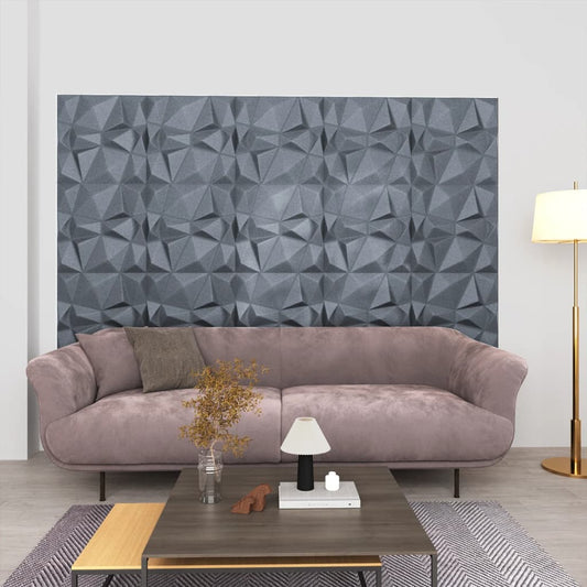 3D Wall Panels 24 pcs 50x50 cm Diamond Grey 6 m²