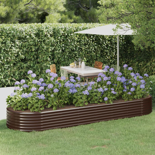 Garden Raised Bed Powder-coated Steel 322x100x36 cm Brown
