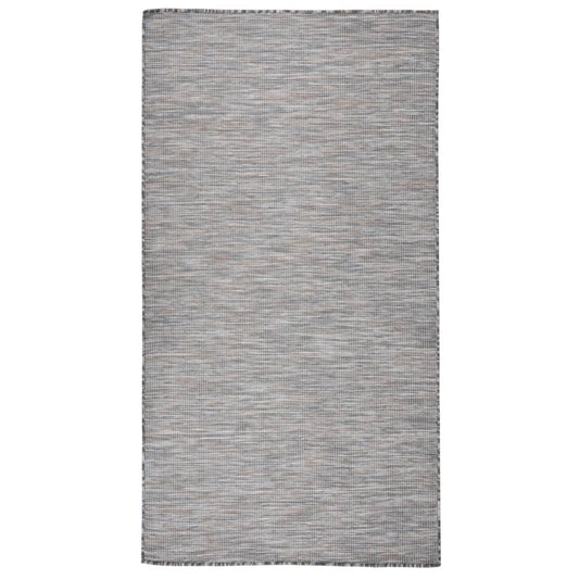 Outdoor Flatweave Rug 80x150 cm Brown and Blue