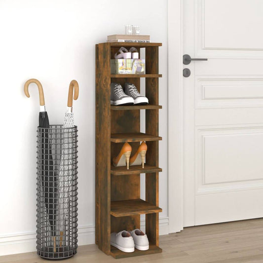 Shoe Rack Smoked Oak 27.5x27x102 cm Engineered Wood