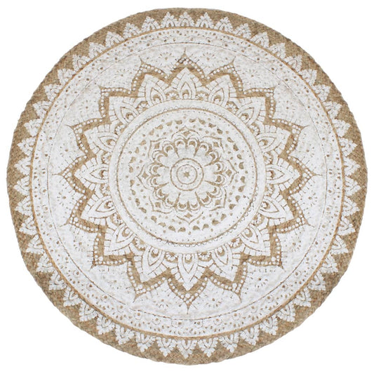 Area Rug Braided Jute Printed 180 cm Round