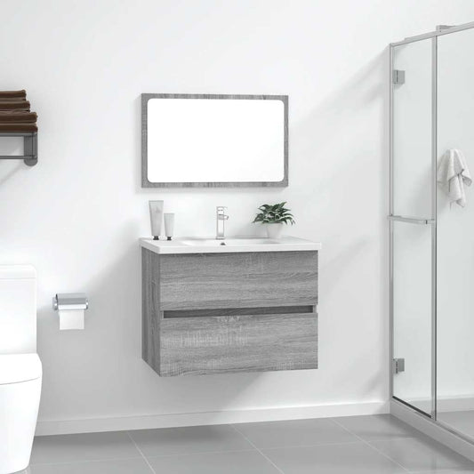 2 Piece Bathroom Furniture Set Grey Sonoma Engineered Wood