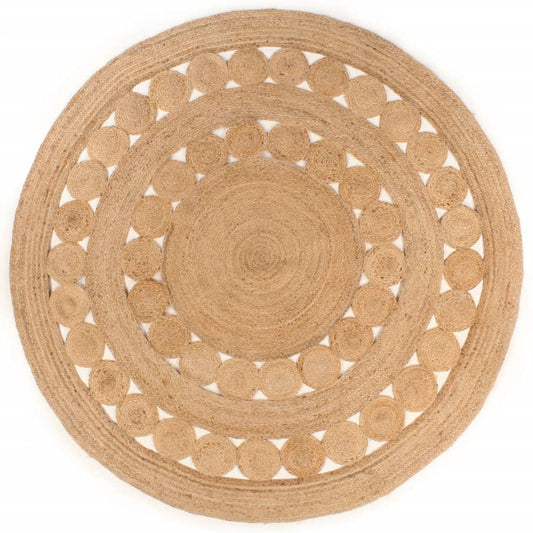 Area Rug Braided Design Jute 180 cm Round