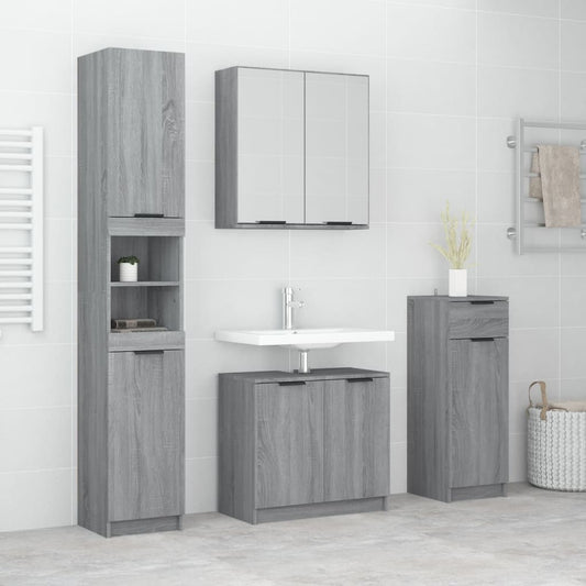 4 Piece Bathroom Cabinet Set Grey Sonoma Engineered Wood