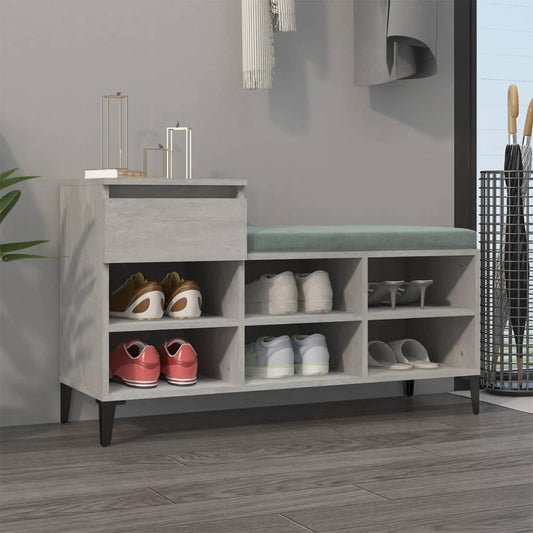 Shoe Cabinet Concrete Grey 102x36x60 cm Engineered Wood