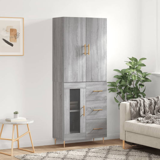 Highboard Grey Sonoma 69.5x34x180 cm Engineered Wood