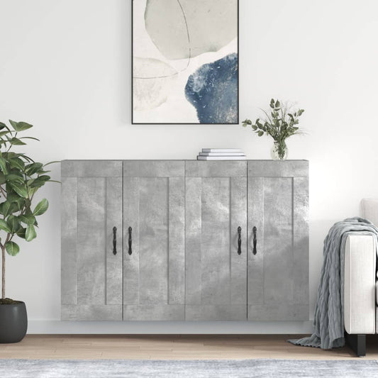 Wall Mounted Cabinets 2 pcs Concrete Grey Engineered Wood