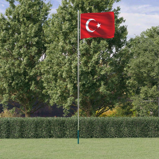 Turkey Flag and Pole 6.23 m Aluminium