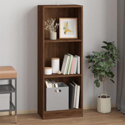 3-Tier Book Cabinet Brown Oak 40x24x109 cm Engineered Wood