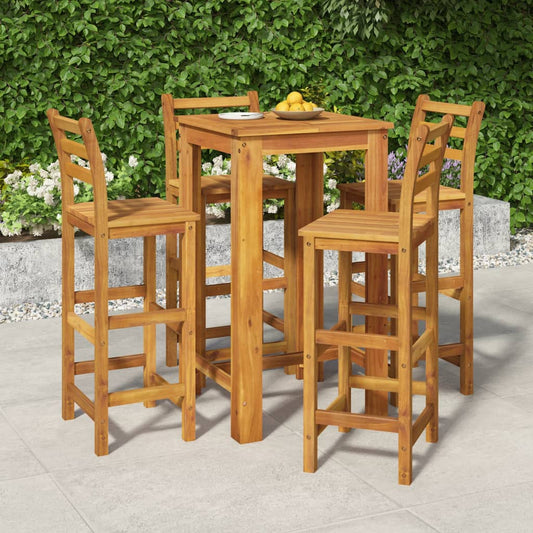 5 Piece Garden Bar Set Solid Wood  Acacia