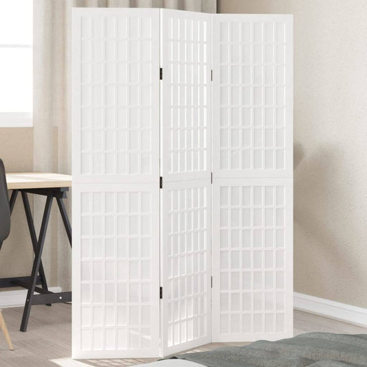 Room Divider 3 Panels White Solid Wood Paulownia