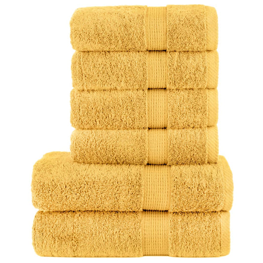 6 Piece Premium Towel Set SOLUND Gold 600 gsm