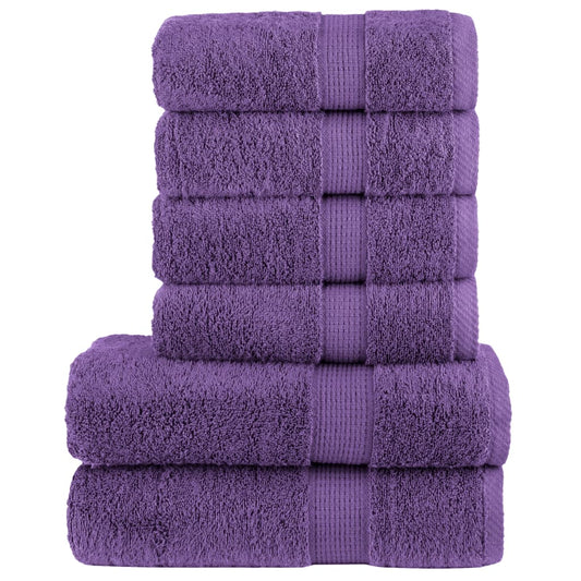 6 Piece Premium Towel Set SOLUND Purple 600 gsm