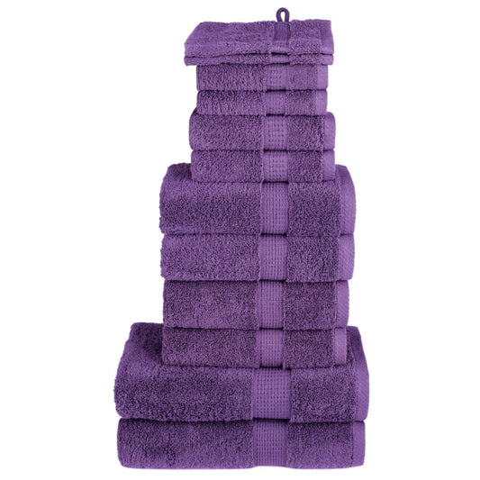 12 Piece Premium Towel Set SOLUND Purple 600 gsm