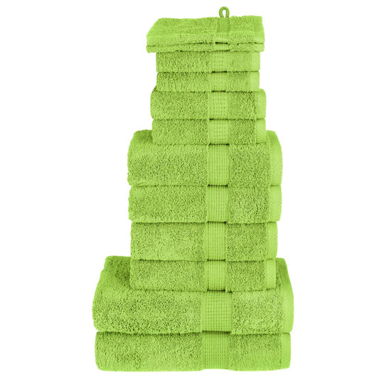 12 Piece Premium Towel Set SOLUND Green 600 gsm