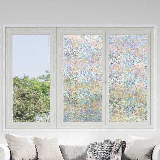 Window Films 5 pcs Frosted 3D Rainbow Pattern PVC