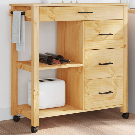 Kitchen Trolley MONZA 84x40x90 cm Solid Wood Pine