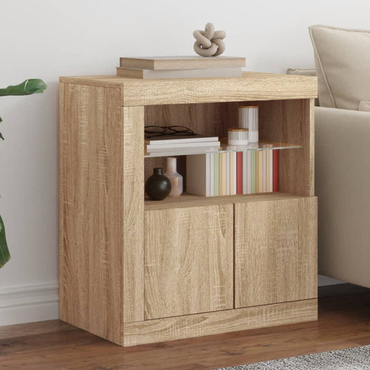Sideboard with LED Lights Sonoma Oak 60.5x37x67 cm