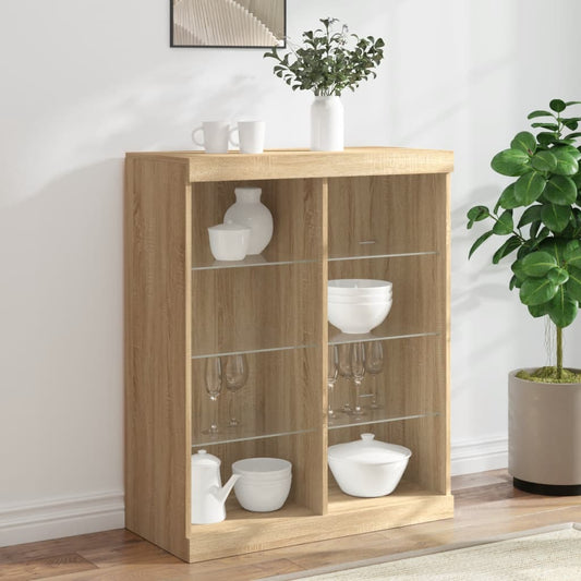 Sideboard with LED Lights Sonoma Oak 81x37x100 cm