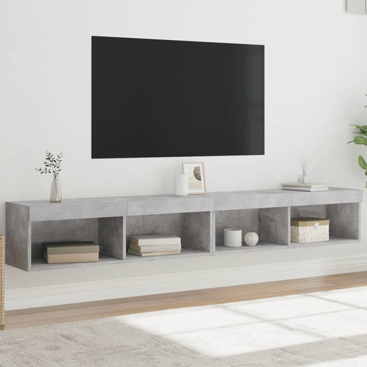 TV Cabinets with LED Lights 2 pcs Concrete Grey 100x30x30 cm