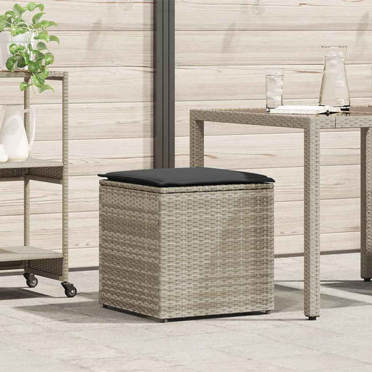 Cushion Box with Storage Light grey 50 x 50 x 50 cm Poly Rattan