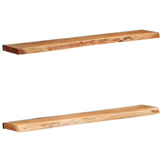 Wall Shelves 2 pcs 100x20x3.5 cm Solid Wood Acacia