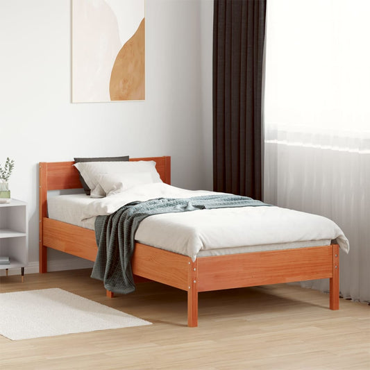 Bed Frame without Mattress Wax Brown 90x190 cm Single Solid Wood Pine