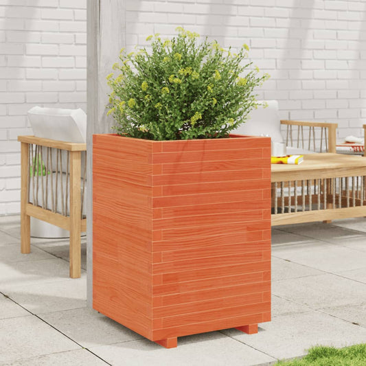 Garden Planter Wax Brown 50x50x72.5 cm Solid Wood Pine
